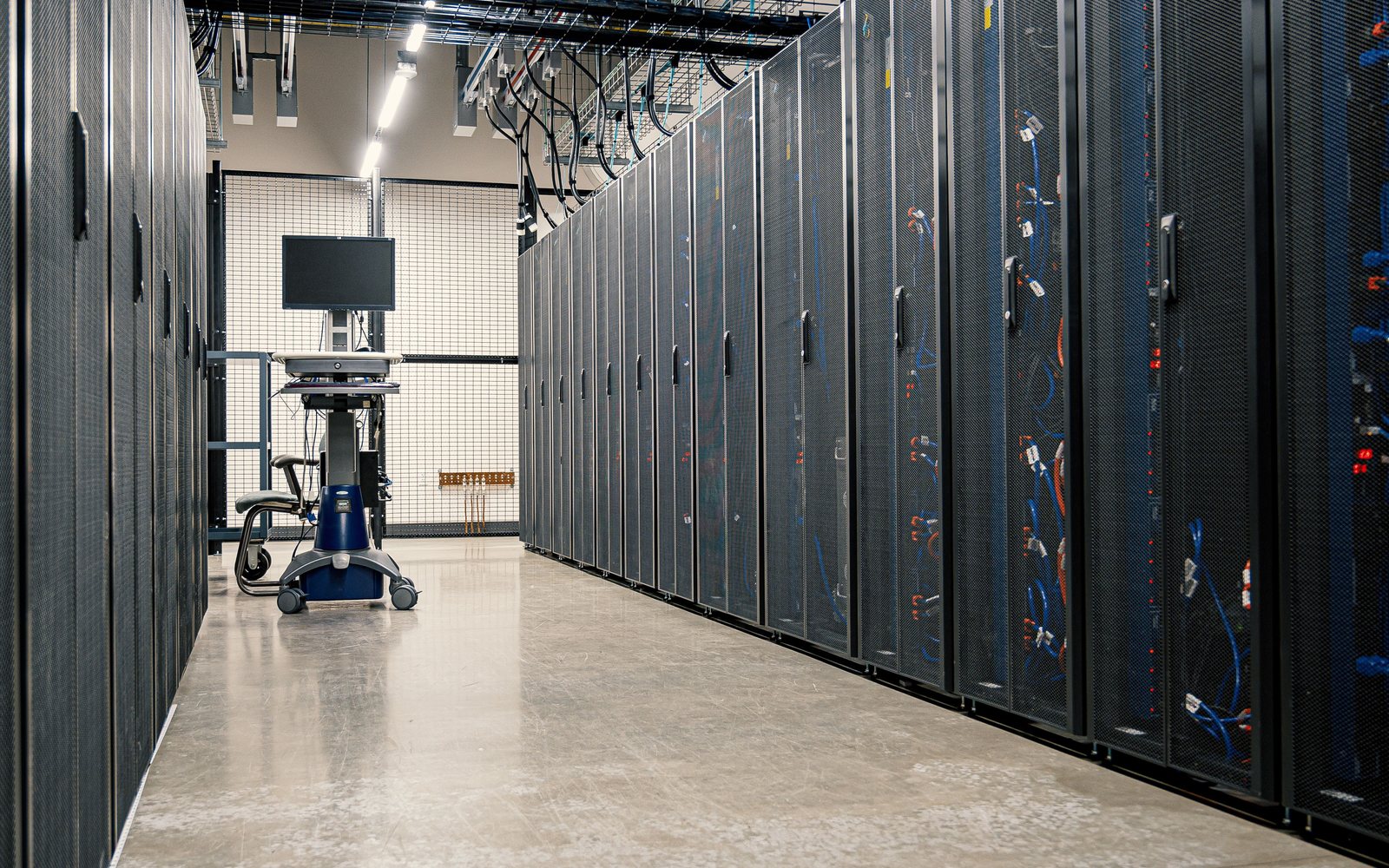 Modern data center with server racks